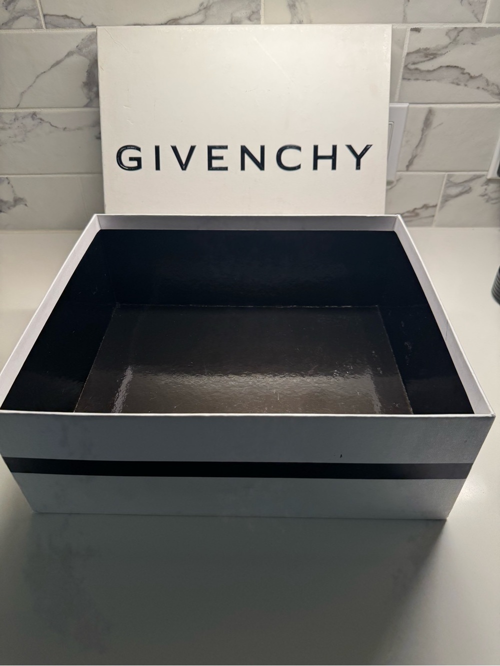 Authentic Givenchy Empty Shoe Box & Dust Bag | White/Black Large Box 14x12